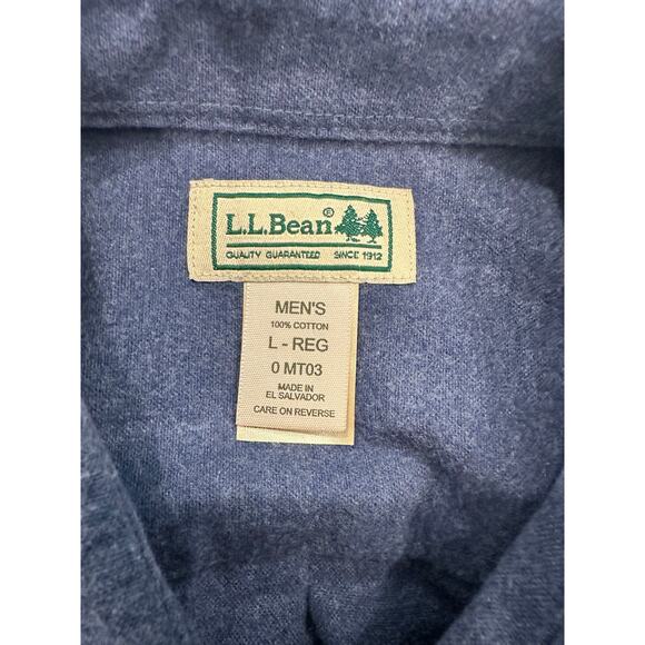 L L Bean Men's Large 0MT03 Heather Blue Flannel Chamois Cloth Soft Outdoor Shirt - Picture 9 of 10
